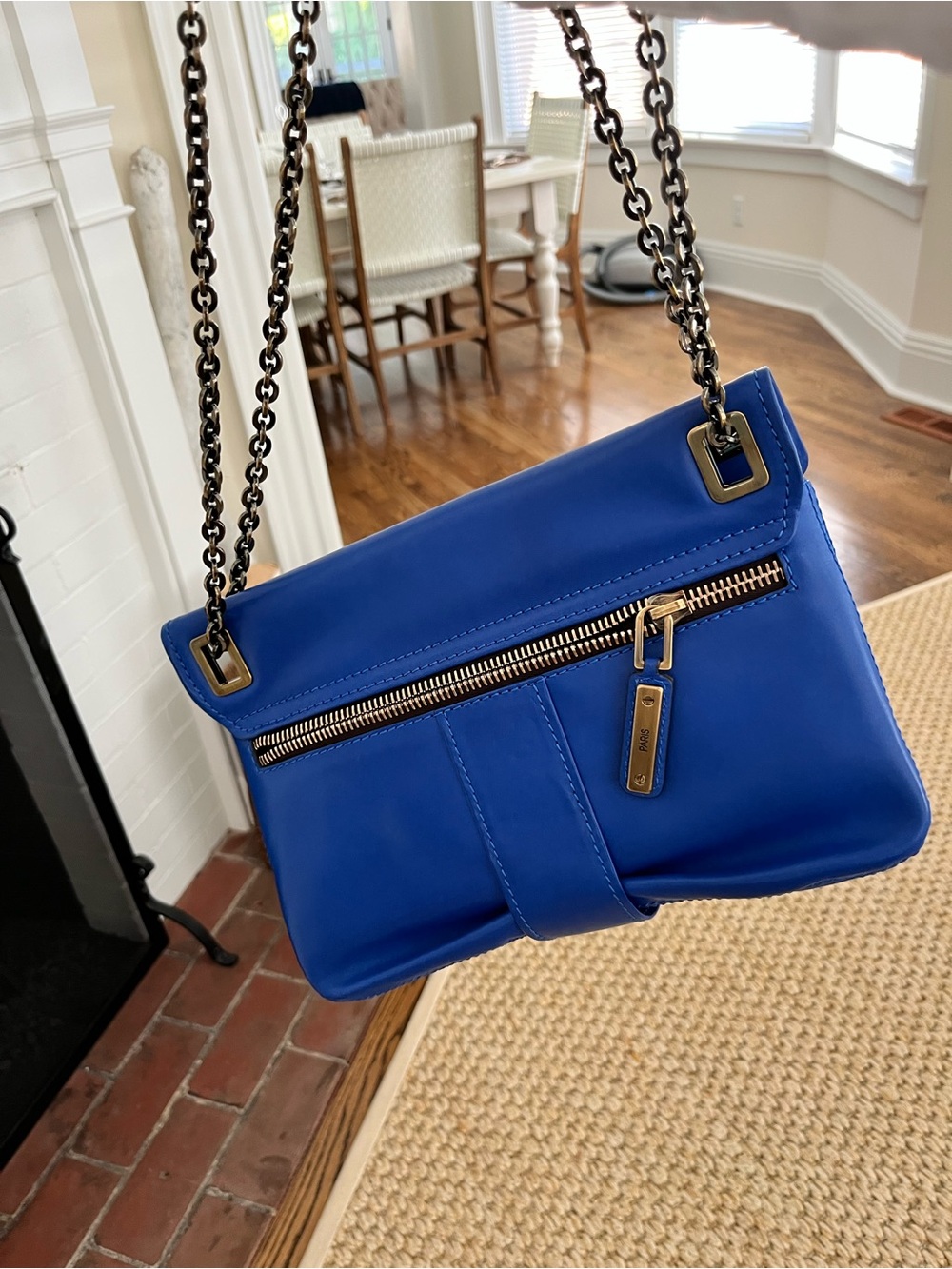 Roger Vivier Cobalt Blue Leather Shoulder Bag with Gold Buckle with box - Picture 7 of 14
